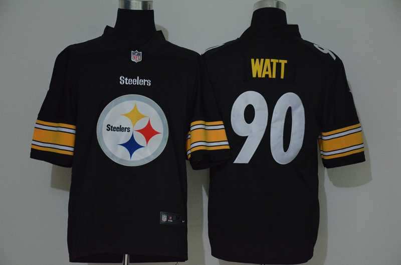 Men Pittsburgh Steelers #90 Watt Black with team logo limited nfl jerseys